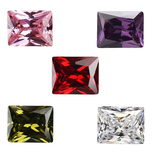 Pierre précieuse synthétique 5A rectangulaire éclat améthyste pour bijoux