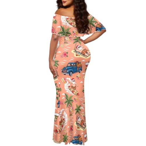 Image of Polynesian Dresses for Women Off Shoulder Maxi Dress Puletasi Samoan Dresses S-7XL