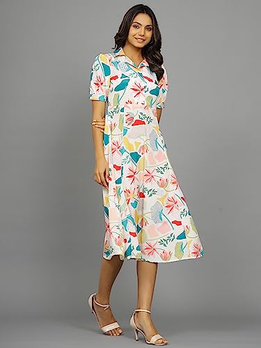 Image of Ravaiyaa - Attitude is everything Womens Soft Crepe Silk Casual Dress Summer Floral Printed Dress Ladies Tank Midi Sundress