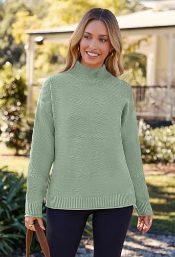 Image of MEROKEETY Women's Turtleneck Long Sleeve Sweater 2025 Fall Cozy Knit Loose Casual Trendy Pullover Tops Winter Clothes
