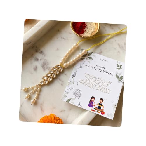 Image of I Jewels Designer Pearl Lumba Rakshabandhan Bracelet For Bhabhi /Sister