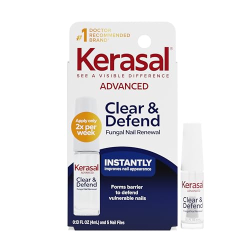 Kerasal Advanced Clear & Defend Nail Renewal Polish-Compatible Nail Repair with Urea and Spirulina 0.13 Fl Oz