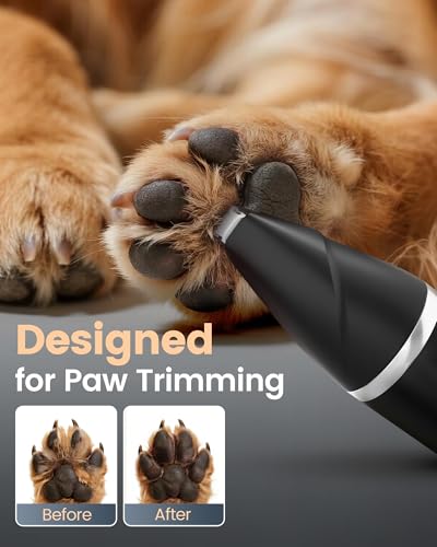 Image of 4 in 1 Dog Clippers for Grooming Thick Hair, 2000mAh Heavy Duty Dog Grooming Kit, 2-Speed Low Noise Dog Paw Trimmer with Nail Grinder for Body, Paws, Nail, Face, Ears, Legs