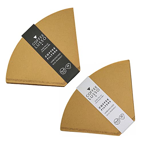 Size 6/No.6 /1x6 Coffee Filter Papers by COFFEE LUSSO, Cone Shaped, Unbleached, Eco Friendly (100), Brown
