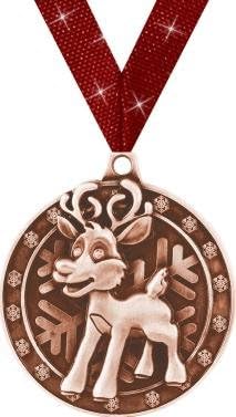 Crown Awards Christmas Medals - 2" Bronze Reindeer Medals Prime