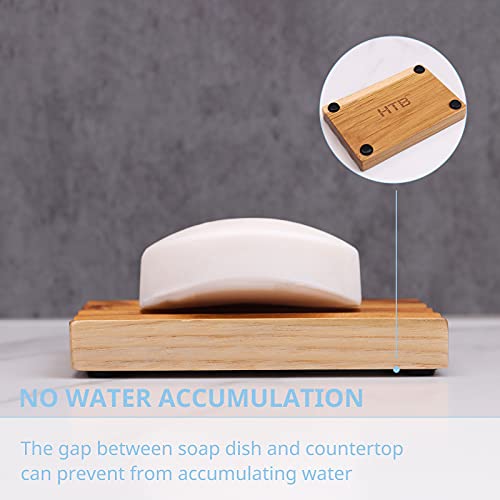 Teak Seifenschale für Dusche von HTB, Holz dekorative Bad Seife Halter erhöhte Basis Design zu halten Seife trocken in Küche, Bad(1pcs) 2