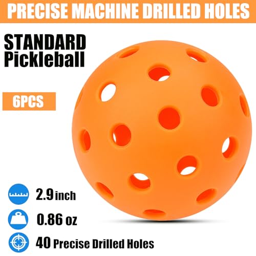 Image of Magicorange Pickleball Balls,USAPA Approved 40 Holes Outdoor Pickleballs | 6 /20 Pack with Mesh Bag for All Paddles and Courts,Weather Resistant,High Elasticity, Durable Seamless Design,Easy to Control