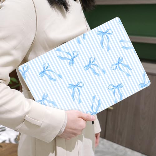 Image of MEEgoodo Case for MacBook Pro 14 inch (M5 /M4 /M3 /M2 /M1) Pro /Max 2026 2025 2024 2023 2021, Case Fit Model A3427 /A3426 /A3434 /A3112 /A3401 /A3185 /A2918 /A2992 /A2779 /A2442,Blue Stripes&Bows