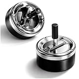 com-four® 2x Aschenbecher – Drehaschenbecher Metall Ø 9 cm – Windaschenbecher mit Deckel und...