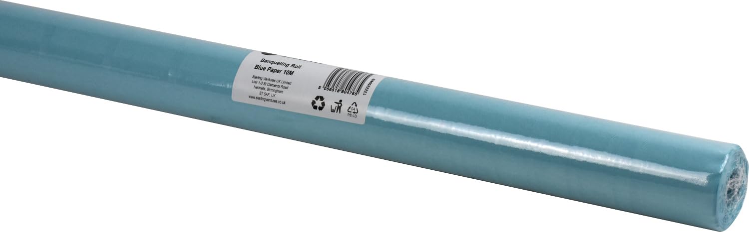 LAVV HOUSEWARES LTD Damask Embossed 10M Table Cloth Paper Banqueting Roll Table Cover (Light Blue)