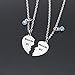 Maxforever Friendship Gifts, Weirdo 1 Weirdo 2psc Set Split Heart Pendant Necklaces BFF Gift for Best Friend (Blue Crystal)