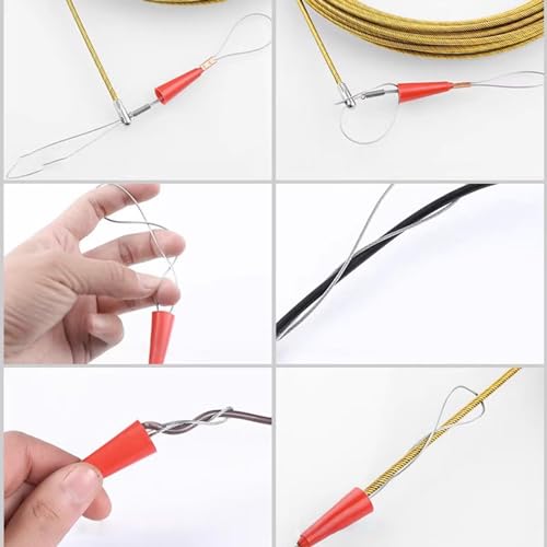 Image of Wire Lead Threading Device Cable Puller for Floor Conduit Ceiling Electrical|Electrical Wire Threading Device - 3-Layer Spring Steel Cable Puller - Universal Wire Insertion Tool for PVC