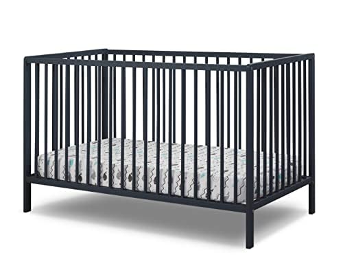 Sorelle Furniture Happy 3-in-1 Convertible Crib, Baby Crib to Toddler Bed, Sustainable Beech Wood, Non-Toxic Finish, Simplistic Nursery Furniture - Midnight