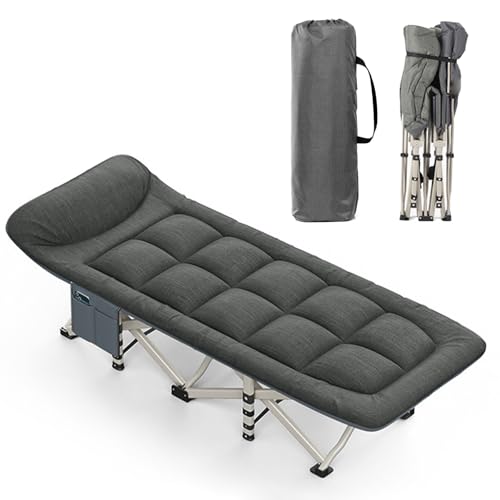 CALIYO Campingbett Feldbett Klappbar, Gästebett klappbar bis 150 kg, 190 x 68 x 40 cm, Filedbett Gästebett mit Aufbewahrungstasche für Camping, Garten, Innen- und Außenbereich (Schwarz)