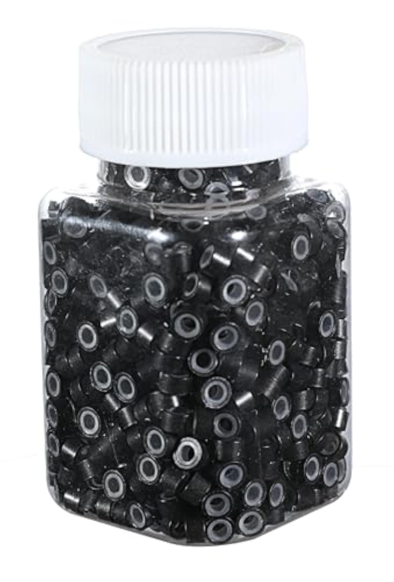 500Pcs Silicone Lined Micro Links Hair Extensions Beads, Black
