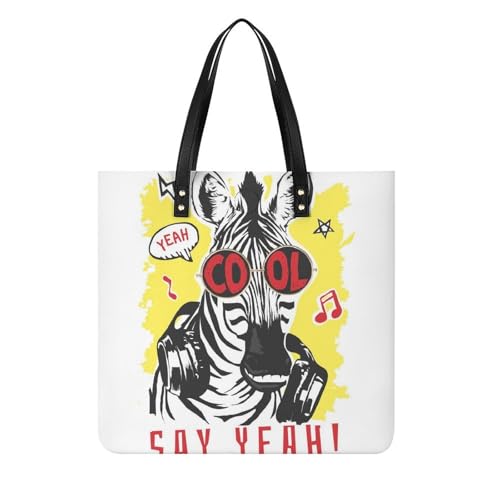 Sac à bandoulière cheval rigolo grand cabas en toile femmes pour voyage et shopping