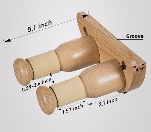 Support pour guitare, basse et violon : fixation murale universelle en bois véritable