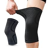 AXIONA ELEMENTS Knee Support Brace with Non-Slip Silicone, Nylon Compression Sleeves for Running, Basketball, Cycling, Gym, Hiking (Black, M)