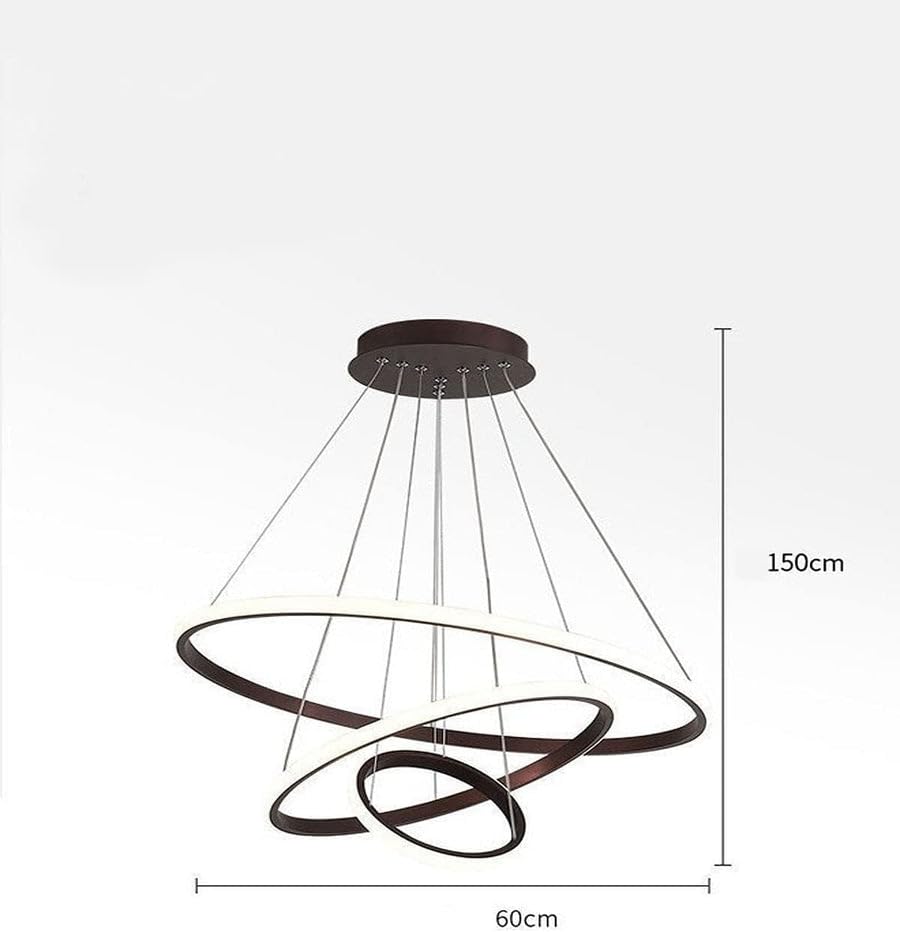 Image of Modern LED Ring Chandelier Light | Ceiling Pendant Lamp with Adjustable Hanging Rings | Warm White Contemporary LED Hanging Light for Living Room, Dining Area & Hall Decor