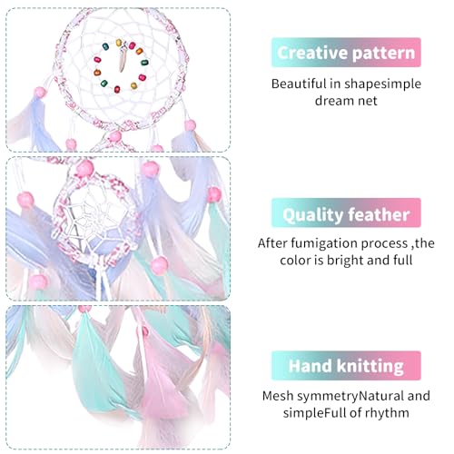 Dream Catcher Decorative Mobiles Handmade Dream Catchers Handmade Feather Dream Catcher,Handmade Pearl Boho Woven Art Ornament Craft for Home Office Wall Window Door Decor Birthday Gift - Image 2