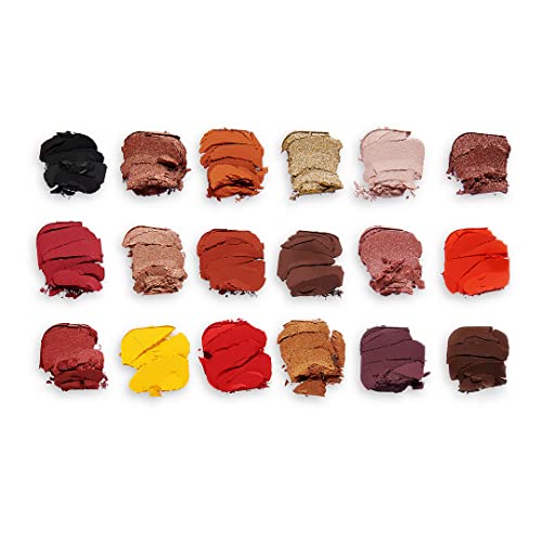 Image of Makeup Revolution Eyeshadow Palette, Highly Pigmented includes 18 shades, Long wearing and Easily Blendable Eye with Shimmary & Matte finish Forever Flawless (Fire)