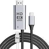 【4K@60Hz】USB-C to HDMI 変換ケーブル 2M 100W PD急速充電 4K@60Hz 画質出力Thunderbolt 4/3 対応【単方向通信】ナイロン編み iPhone HDMIケーブル付属 2in1 マルチポートアダプタ プラグ＆プレイ iPhone/iPad/Mac/Android対応