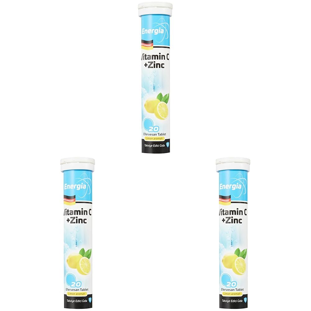 Energia Çinko & Vitamin C (400 Mg) Efervesan Tablet Takviye Edici Gıda (3 paketi)