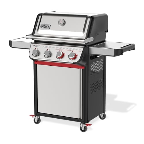 Image of Weber Spirit S‑425C Gas Grill (Liquid Propane) for Outdoor Cooking, 4 Burner - Stainless Steel with Porcelain-Enameled Cast-Iron Grates, 2 Boost Burners & Sear Zone