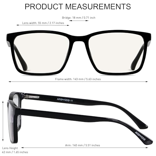 Image of Blue Light Blocking Glasses Men Women Computer Filter Large Frame Bluelight Blocker Anti Blue Ray Lightweight ANDWOOD AR002