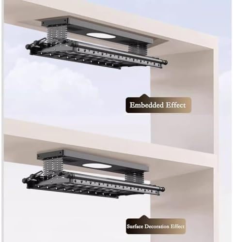 Electric Ceiling Clothes Dryer with Remote Control, Aluminium & Steel Lifting Clothes Hanger, Space-Saving Balcony Double Scissors Drying Rack for Indoor & Outdoor Use