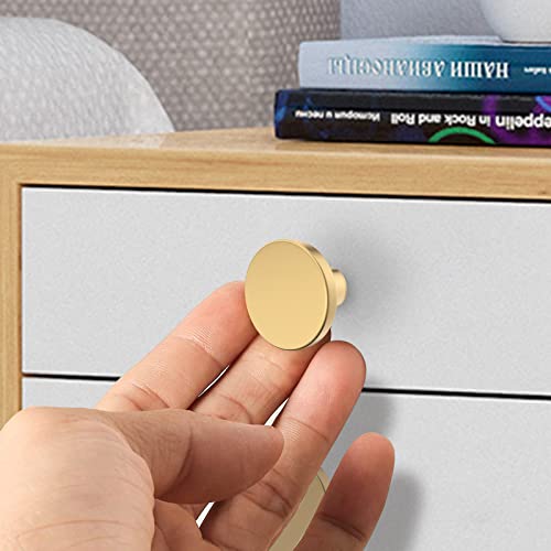 BIGLUFU 12 Pcs Brass Drawer Knobs, 1.18"/30mm Round Kitchen Cabinet Knobs, Furniture Door Handles Cupboard Pulls with Screws - Image 4