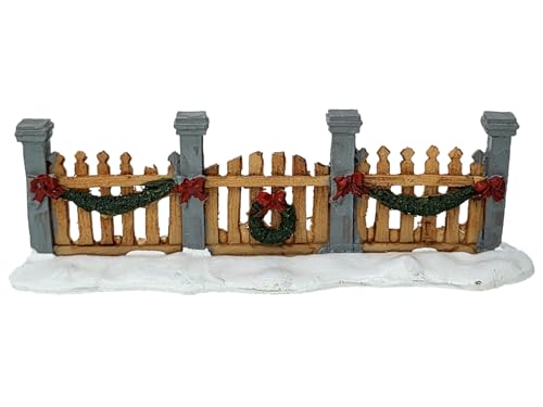 Zaun im Schnee mit Weihnachtsdeko - Lichthaus Winterwelt -...