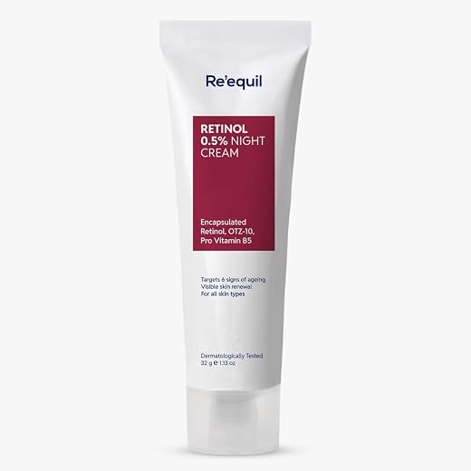 RE' EQUIL 0.5% Retinol Night Cream | Makes Skin Youthful &amp; Smooth | Prevents Fine Lines &amp; Wrinkles | Unisex | All Skin Typ...