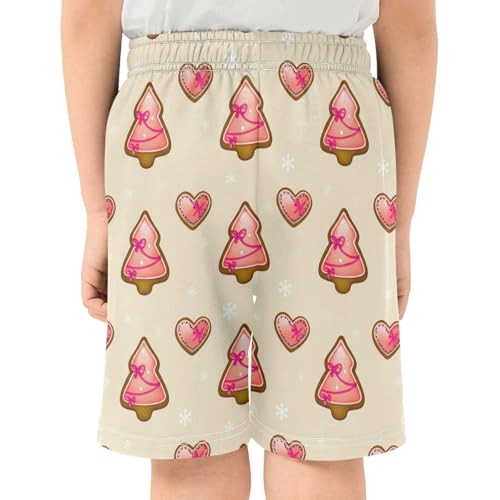 Gingerbread Cookies Athletic Shorts with Zipper Pockets, Youth Boys Athletic Running Shorts for Summer3