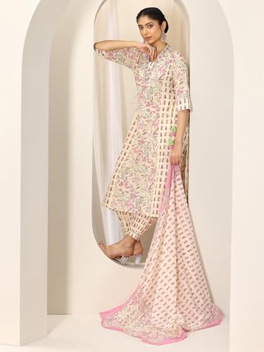 Image of Libas Printed Cotton A-Line Kurta With Salwar and Dupatta