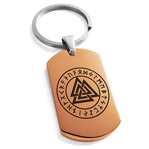 Stainless Steel Norse Valknut Knot Viking Symbol Dog Tag Keychain Keyring