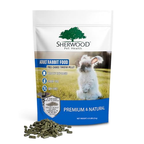 Sherwood Pet Health Adult Rabbit Food Timothy Hay Free-Choice 4.5lbs Hay-Based, Grain and Soy-Free for Better Digestion