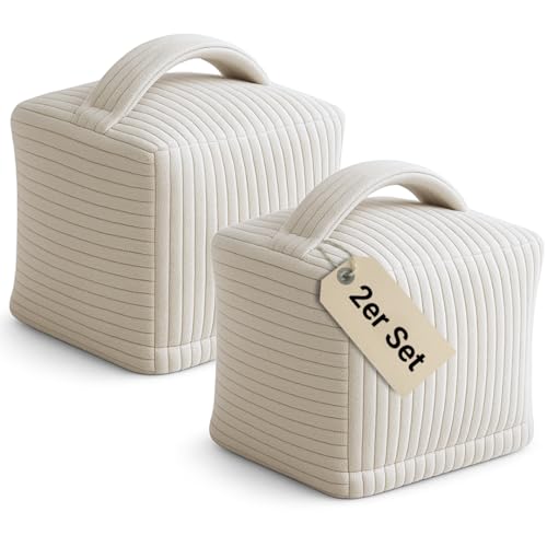 Türstopper sack 1,6KG beige in Cord | mit Griff | waschbarer Bezug | mit Reißverschluss | schwer | modern | Boden Sand sack | sack 2er Set