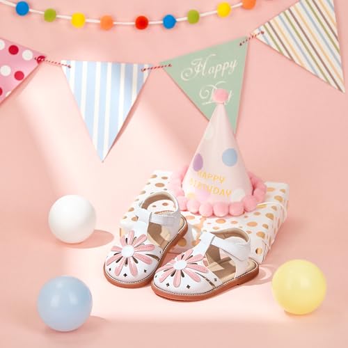 Little Girl's Closed Toe Summer Princess Flat Flower Sandals Toddler Sandals3