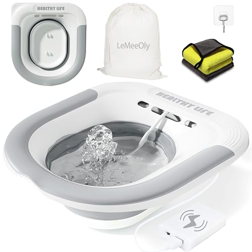 Image of LeMeeOly Electric Sitz Bath, Unisex Foldable Sitz Bath for Toilet Seats, Sitz Bath for Postpartum Care and Hemorrhoids, Non-Slip & High Water Flow (Gray)