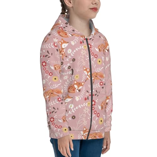 Beautiful Fox Kid Hoodies Boys Zip Up Sweatshirts Girls Pullover with Pocket4