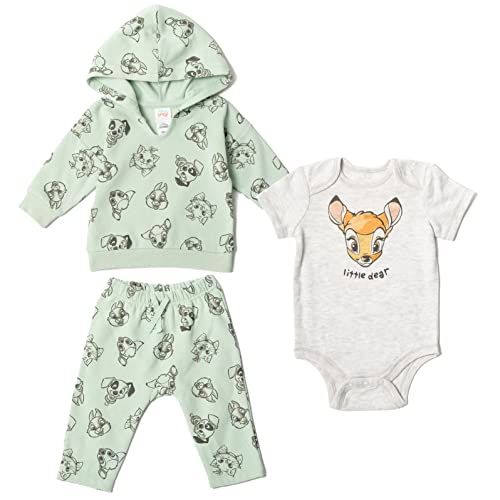 Image of Disney Classics Winnie the Pooh Mickey Mouse Baby Hoodie Bodysuit and Pants 3 Piece Outfit Set (Newborn - 24 Months)