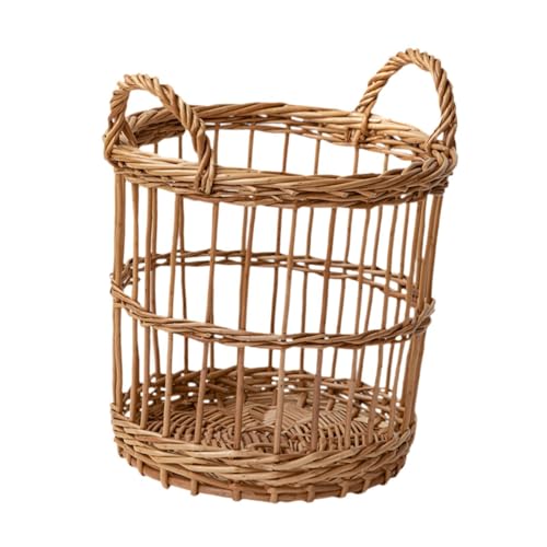 FLCPJGV Cesta de mimbre para almacenamiento de juguetes caninos, organizador artesanal para sala y cocina, Grande