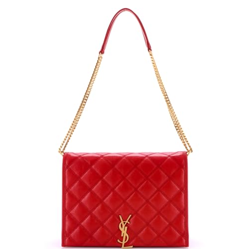 Saint Laurent, Pre-Loved Becky Shoulder Bag Quilted Leather Small, Red