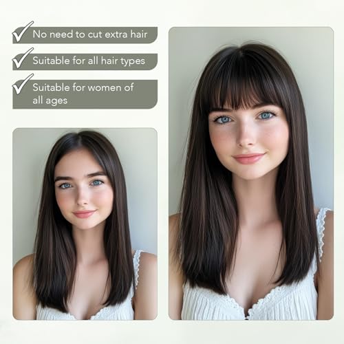 Clip in Fringe Human Hair Clip on Bangs Remy Hair Pieces for Women Short 14g French Fringe #4 Medium Brown - Image 3