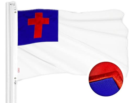 G128 Combo Pack: Usa American Flag 3X5 Ft Embroidered Stars & Christian Flag 3X5 Ft Embroidered #TOP1