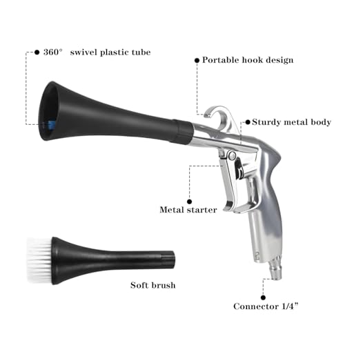 Homshsjhkis Druckluftpistole, Blow Gun Druckluft, Ausblaspistole, Trocken- Reinigungspistole, Luftdruckpistole mit 2 Düse Hochdruck, Staubblaspistole Reinigungswerkzeug für 1/4 Zoll Luftkompressor