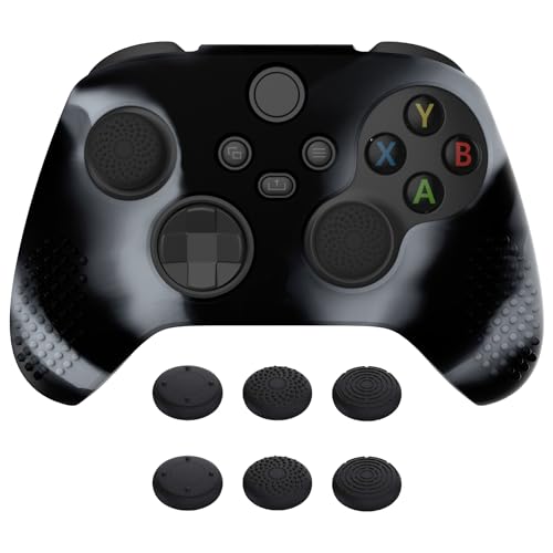 eXtremeRate PlayVital 3D Studded Edition Anti-Slip Silicone Cover Skin for Xbox Series X/S Controller, Rubber Case Protector for Xbox Core Wireless Controller with Thumb Grips - New Hope Gray &amp; Black