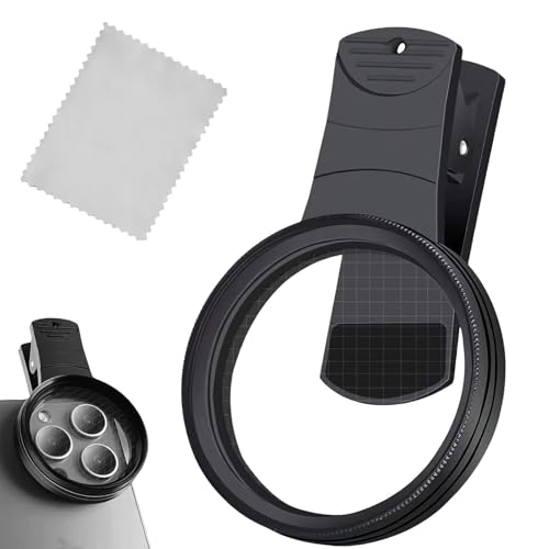 52mm Clip Filtre Polarisant CPL Amovible Compatible avec Clip Amovible iPhone et Autres Smartphones, Idéal pour Photographie et Vidéo, Inclut Chiffon de...