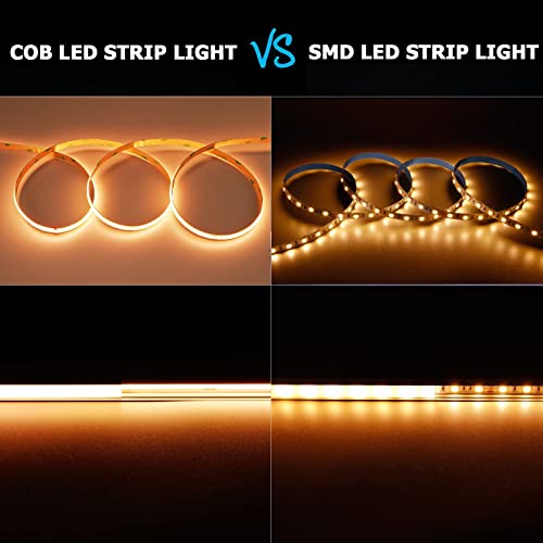GOMING DC 12V COB LED Strip Light Warm White 3000K 16.4ft(5M) CRI 93+ Uniform Glow 312LEDs/M Flexible Not Waterproof IP20 LED Tape Lights for DIY Bedroom Kitchen Home Decor(No Power Supply) - Image 3